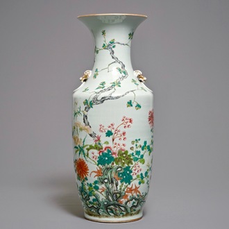 A Chinese famille rose floral vase, 20th C.