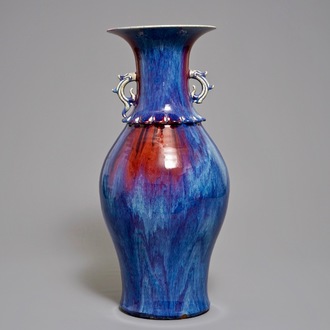 A large Chinese flambe-glazed vase, 19th C.