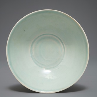 A Chinese incised qingbai bowl with underglaze floral design, Song