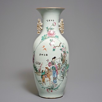 Un vase en porcelaine de Chine famille rose à décor de l'immortelle Magu, 19/20ème