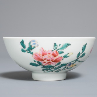 A Chinese famille rose bowl with floral design, Yongzheng mark and of the period