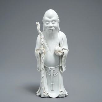 Une figure de Shou Lao en porcelaine blanc de Chine, 19/20ème