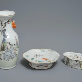 A group of Chinese qianjiang cai wares signed for Xu Shanqin and Ren Huanzhang, 19/20th C.