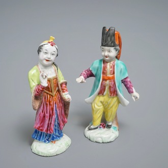 A pair of Chinese famille rose Meissen-style 'Turquerie' figures, Qianlong