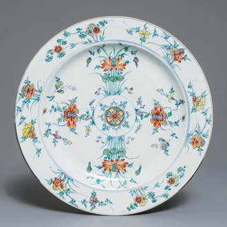 A Chinese doucai dish with floral design, Kangxi