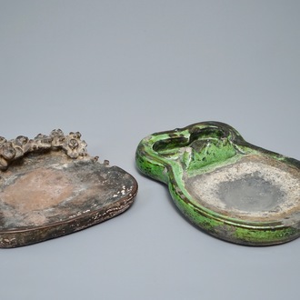 Two large Chinese Duan ink stones, 19/20th C.