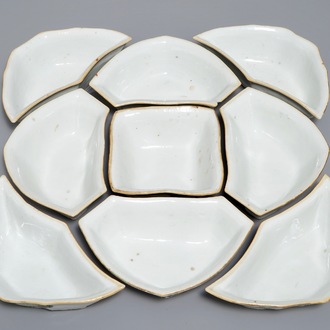 A Chinese qianjiang cai nine-piece sweetmeat set, Tongzhi mark, 19/20th C.