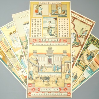 Nine large lithographs by catholic missionaries or Jesuits in China, 19/20th C.