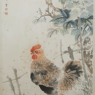 1898-1954  公鸡在花园   纸本画    