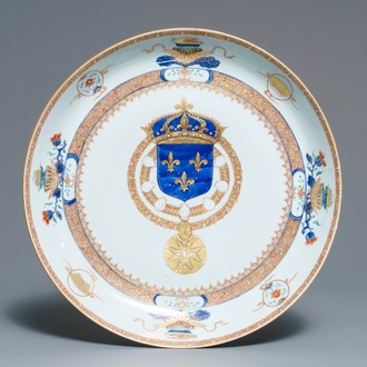 A large Chinese armorial dish with French Royal coat of arms, Yongzheng