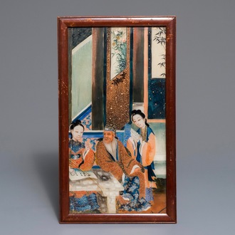 Un peinture chinoise fixée sous verre, 19ème