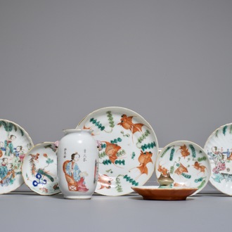 Un lot varié en porcelaine de Chine famille rose, 19ème