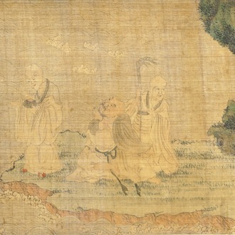 A Chinese silk painting after Wu Daozi, 18/19th C.