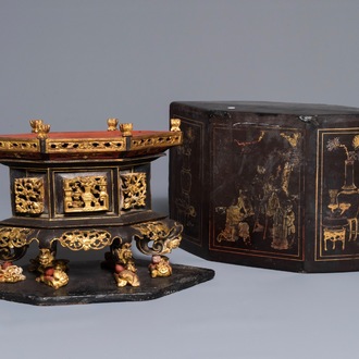 Un autel d'offerande en laque et bois doré pour le marché Peranakan ou Straits, Chine, 19ème