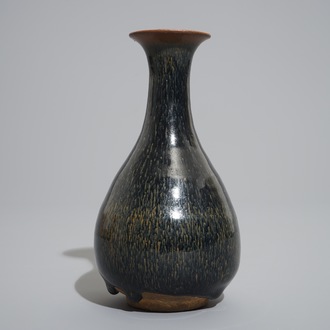 A Chinese Jianyao hare's fur glaze yuhuchunping vase, Song or later