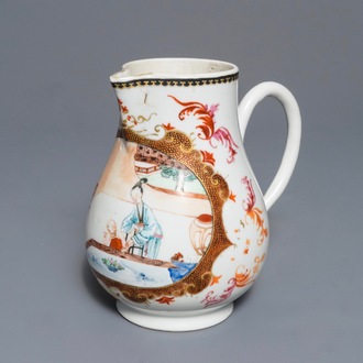A Chinese famille rose jug with figural design, Yongzheng