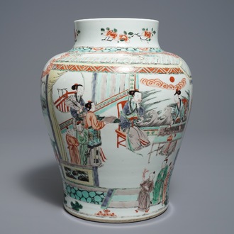 A Chinese famille verte Kangxi-style vase, 19/20th C.