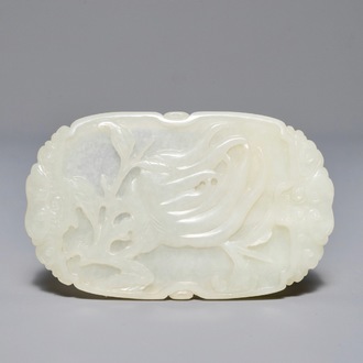 Une plaque en jade sculpté ornée d'une main de Bouddha, Chine, 19ème