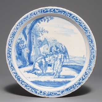 A Dutch Delft blue and white biblical dish, 3rd quarter 17th C.