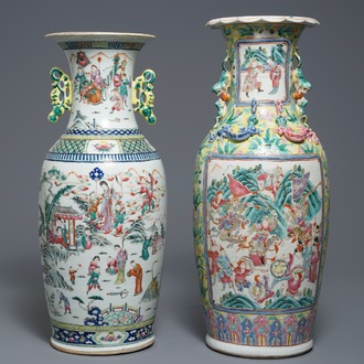 Deux vases en porcelaine de Chine famille rose, 19ème
