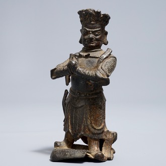 A Chinese bronze model of a guardian, Ming