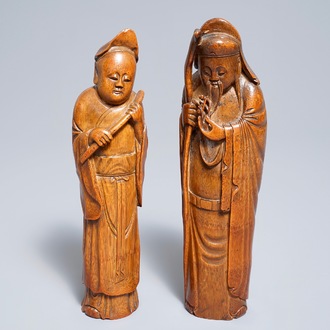 Deux figures en bambou sculpté, Chine, 19ème