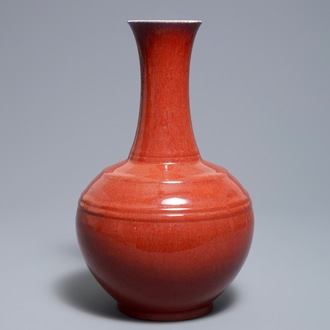 A Chinese sang-de-boeuf-glazed bottle vase, 18/19th C.