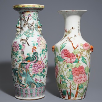 Deux vases en porcelaine de Chine famille rose et qianjiang cai, 19ème