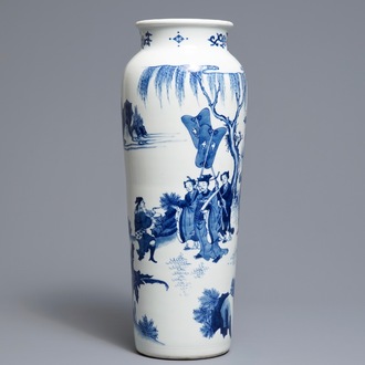 Un vase en porcelaine de Chine bleu et blanc de style Transition, 19/20ème