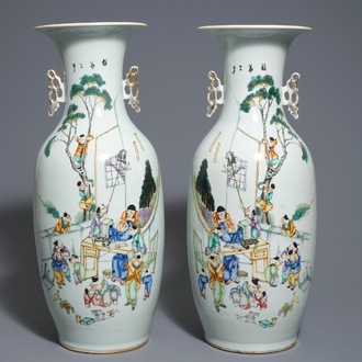 A pair of Chinese famille rose 'playing boys' vases, 19/20th C.