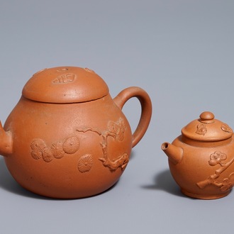 Two Chinese Yixing stoneware teapots, Kangxi