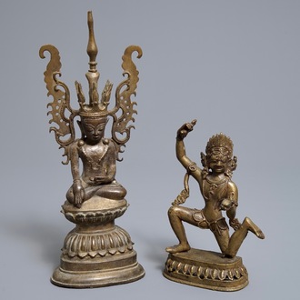Deux figures votives en bronze, Birmanie et Népal, 18/19ème