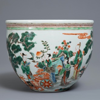A Chinese famille verte jardinière, 19/20th C.