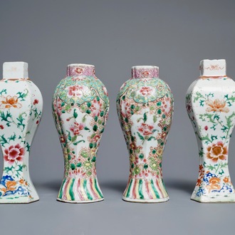 Twee paar Chinese famille rose vazen, Qianlong