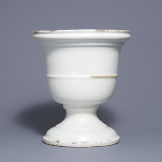 A large white Dutch Delft 'Campana' urn vase, 18th C.