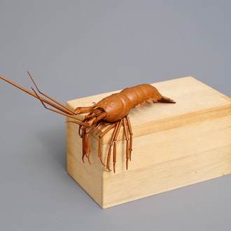 A Japanese copper 'jizai' okimono lobster, signed Myochin, Showa, 20th C.