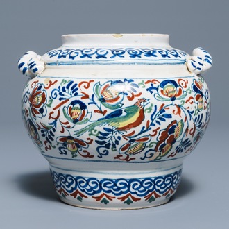 An English Delft cashmere palette oviform jar, Bristol or London, 1st quarter 18th C.