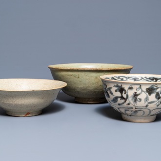 Three Chinese and Vietnamese blue and white bowls, Ming