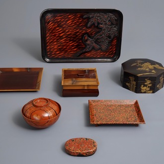 A varied collection of Japanese lacquer wares, Meiji/Showa, 19/20th C.