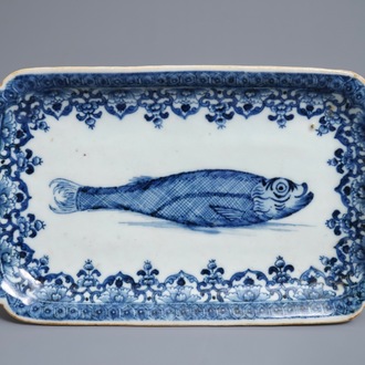 A Chinese blue and white herring dish for the Dutch market, Qianlong