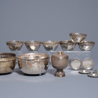 A varied collection of silver wares, South-East Asia, 19/20th C.