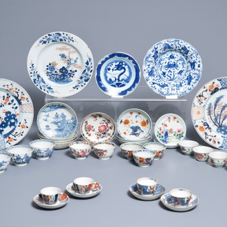 A group of various Chinese famille rose, blue and white and Imari-style wares, 18th C.