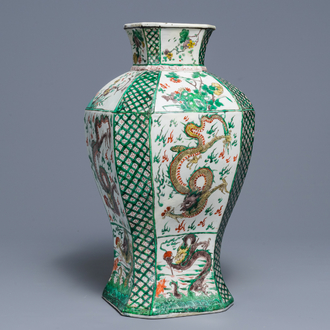 A Chinese famille verte 'dragon' vase, Kangxi