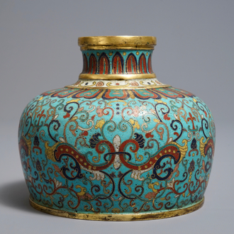 A Chinese cloisonné vase, Qianlong mark, 19/20th C.