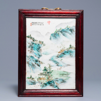 A Chinese qianjiang cai plaque, signed Wang Shu, dated 1937