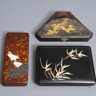 Three Japanese lacquer boxes and covers, Meiji/Showa, 19/20th C.