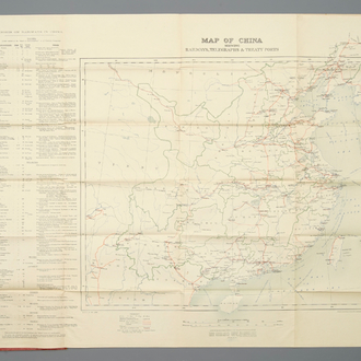 A large map of China, 'shewing railways, telegraphs and treaty ports', English war office, ca. 1911