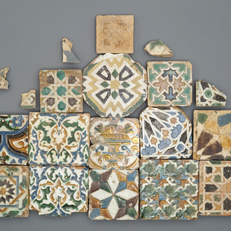 A group of Spanish cuerda seca and arista tiles, 16/17th C.