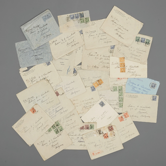 Een Belgisch-Chinees archief met correspondentie, postzegels en enveloppes, ca. 1936