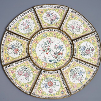 A Chinese Canton enamel sweetmeat set, Qianlong